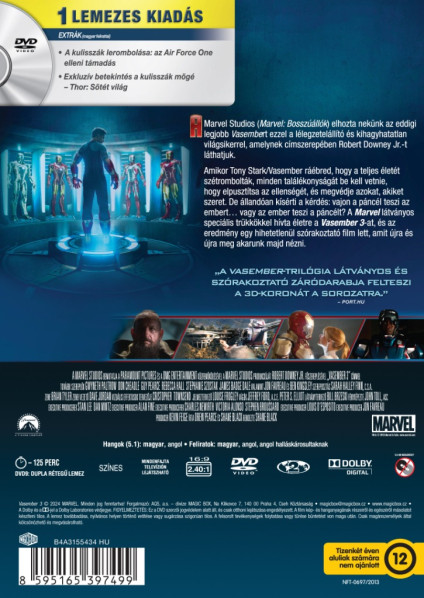 detail Iron Man 3 - DVD (maďarský obal)
