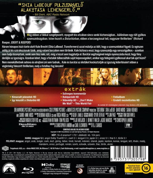 detail Disturbia - Blu-ray (maďarský obal)