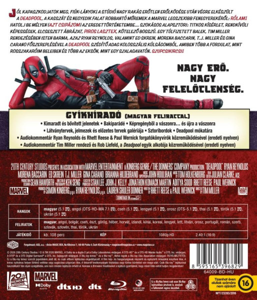 detail Deadpool - Blu-ray (maďarský obal)